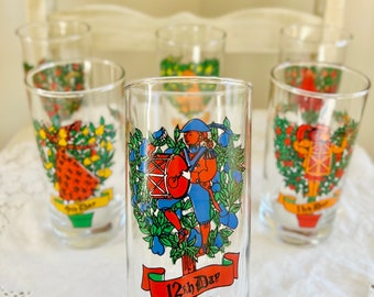 Vintage 12 Days of Christmas Tumblers, Sold Individually