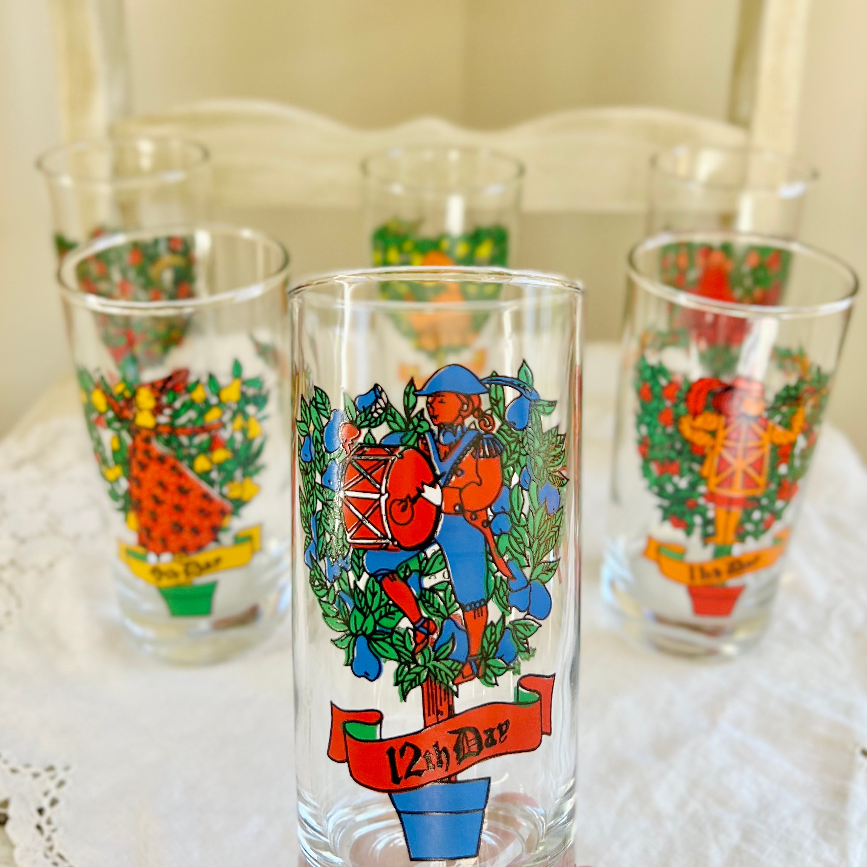 Vintage 12 Days of Christmas Tumblers, Sold Individually