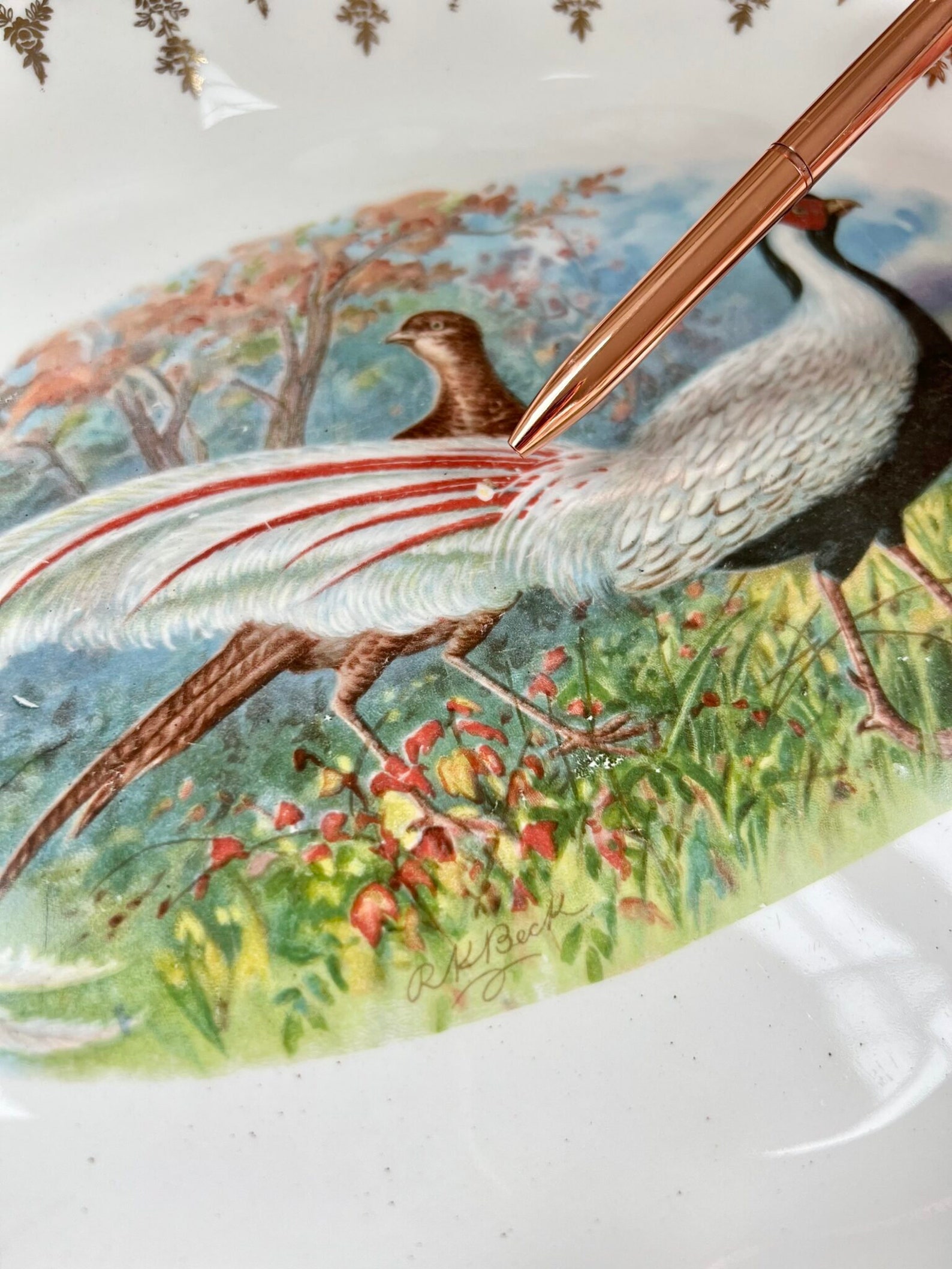 Antique Pheasant Platter by R K Beck for Warner Keffer China Co - Etsy