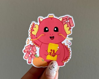 Chinese New Year Stickers, Dragon Lunar New Year Sticker, Zodiac 2024 Sticker