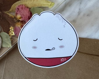 Cute Low Battery Stressed - Asian Food Bao Sticker