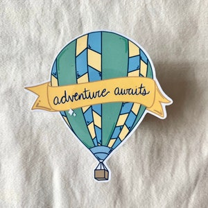 adventure awaits, hot air balloon sticker, summer sticker image 1