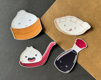 Dumpling Bao Sticker Bundle Pack | Xiao Long Bao Sticker | Steamed Bun Sticker | Soy Sauce Sticker | waterproof matte