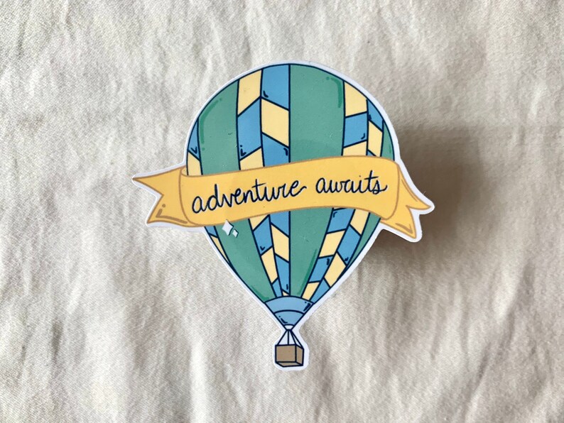 adventure awaits, hot air balloon sticker, summer sticker image 1