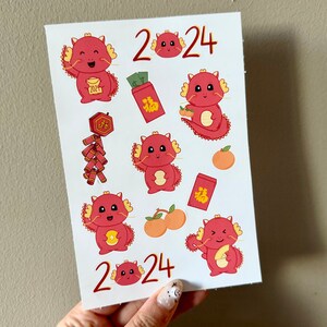 Lunar New Year 2024 Sticker, Chinese New Year Sticker Sheet, Lucky Dragon Sticker, Year of the Dragon Sticker image 3