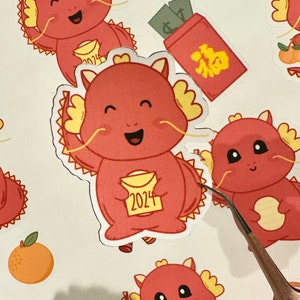 Lunar New Year 2024 Sticker, Chinese New Year Sticker Sheet, Lucky Dragon Sticker, Year of the Dragon Sticker image 2