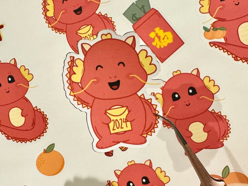 Lunar New Year 2024 Sticker, Chinese New Year Sticker Sheet, Lucky Dragon Sticker, Year of the Dragon Sticker image 2