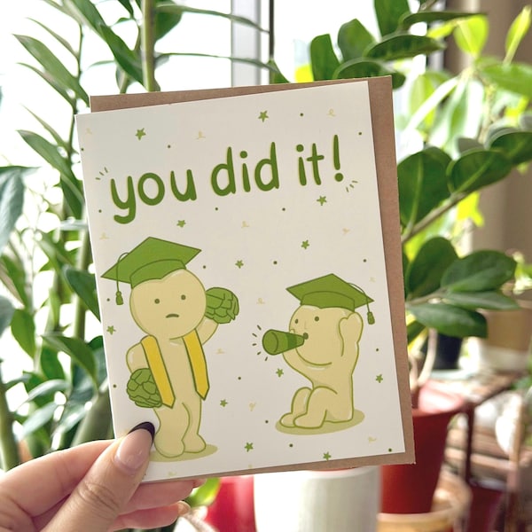 Graduation you did it - Green Guy Trinket Congrats Cute Greeting Card