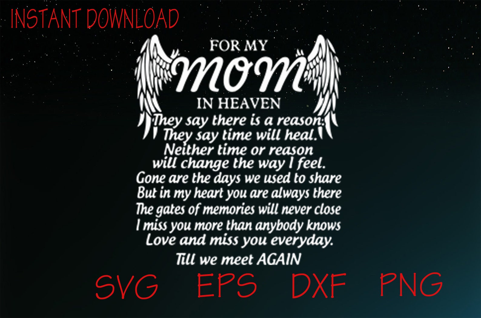 For My Mom In Heaven Svg Memorial Svg Memorial Mom Svg  Etsy