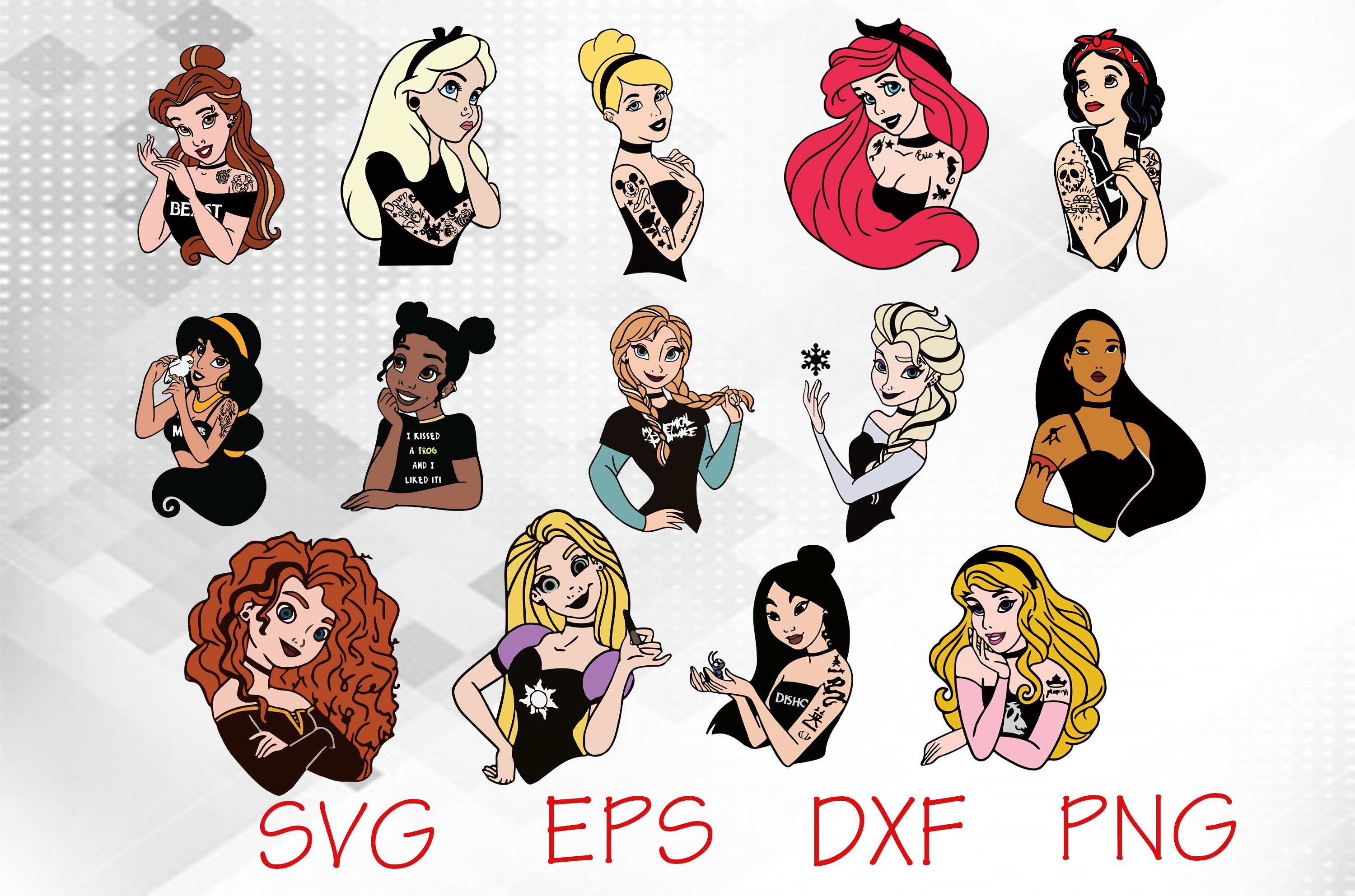 Bundle 14 Punk Disney Princess SVG Princess Party Svg | Etsy