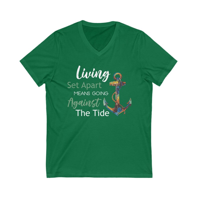 Living Set Apart Shirt Unisex Jersey Short Sleeve V-Neck Bible Tee image 3