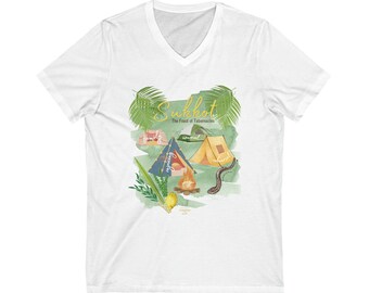 Sukkot Feast of Tabernacles Shirt | Unisex Jersey Short Sleeve V-Neck Bible Tee