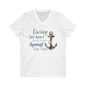 Living Set Apart Shirt Unisex Jersey Short Sleeve V-Neck Bible Tee image 10