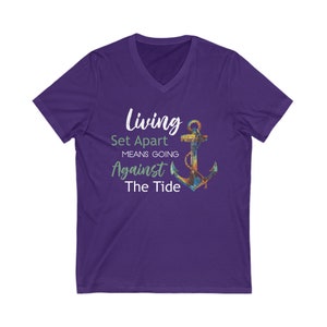 Living Set Apart Shirt Unisex Jersey Short Sleeve V-Neck Bible Tee image 8