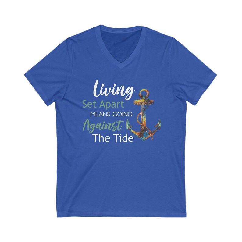 Living Set Apart Shirt Unisex Jersey Short Sleeve V-Neck Bible Tee image 9