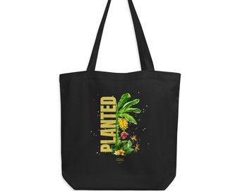 Planted Psalms 1, Plant Lover, garden tote, tropical plants, bible scripture | 100% Cotton Canvas Eco Tote Bag