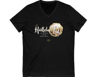 HalleluYah Hallelujah Aleluya Shirt | Unisex Jersey Short Sleeve V-Neck Bible Tee