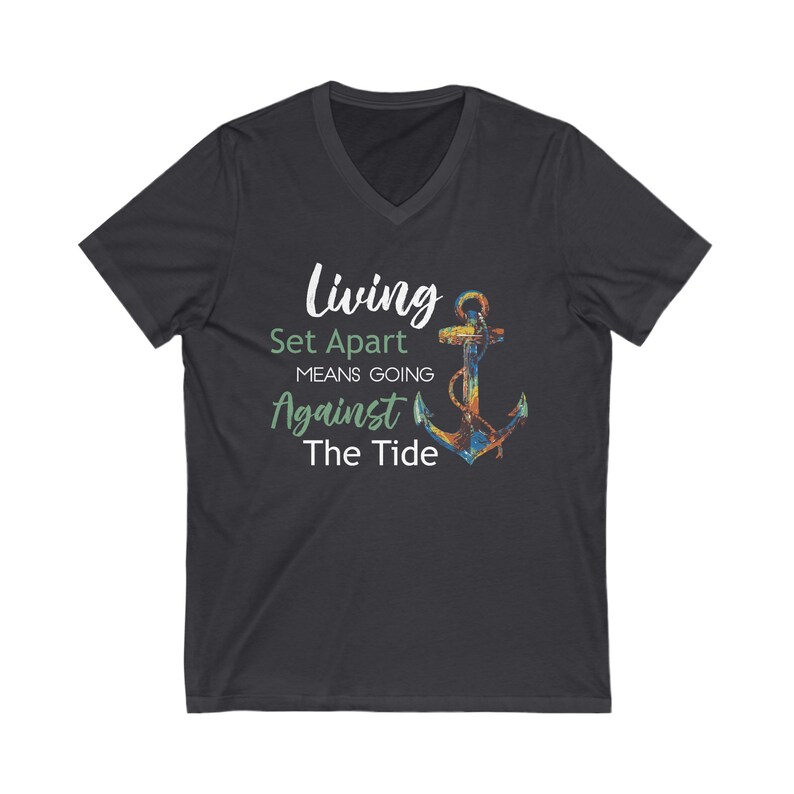 Living Set Apart Shirt Unisex Jersey Short Sleeve V-Neck Bible Tee image 1