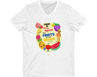 Fruit of the Ruach Glatians 5:22 Shirt Fruit of the Spirit Shirt | Unisex Jersey Short Sleeve V-Neck Bible Tee