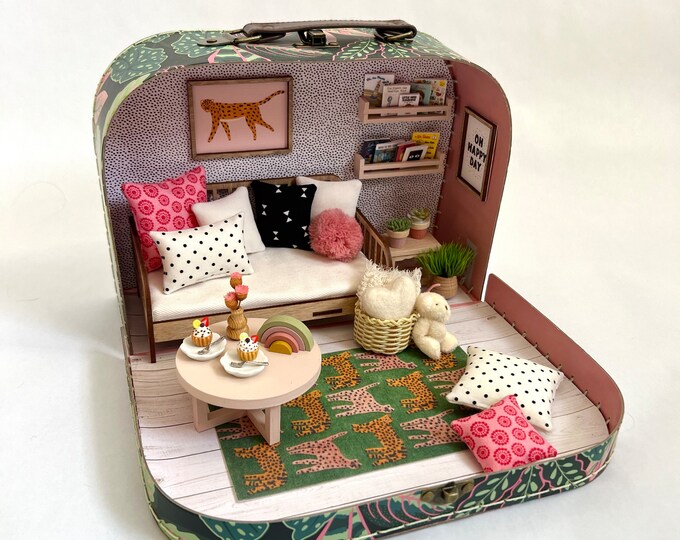 Miniature Travel Suitcase Dollhouse Medium Dollhouse Etsy