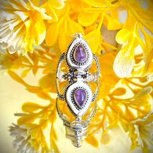 Amethyst Poison Ring/925 Sterling Silver Ring/February Birthstone Ring/Silver Vintage Poison Ring/Big Size Double Box Ring/Gift for All