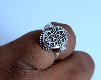 Handmade Sterling Silver 925 Plated Poison Ring, Secret Box Ring