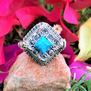 Unique Poison Ring/925 sterling Silver Ring/Silver Turquoise Poison Ring/handmade Box Ring/Openable Ring/Small Box Ring/Gift for All