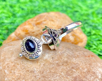 Black Onyx Poison Ring: Handmade 925 Sterling Silver Plated Compartment Jewelry
