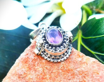 Handmade Sterling Silver Plated Amethyst Poison Pendant, February Birthstone