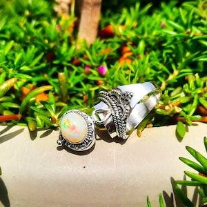 Beautiful Opal Poison Ring/Sterling Silver 925 Ring/October Birthstone Ring/Silver Material Handmade Ring/Openable Box Ring/Gift for All