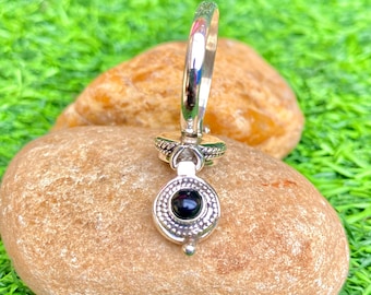 Handmade Sterling Silver Plated Black Onyx Poison Ring, Pill Box