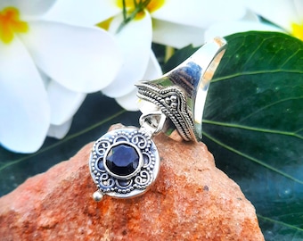 Handmade Sterling Silver Plated Black Onyx Poison Ring