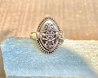 Sterling Silver Plated Poison Ring - Handmade Small Box Ring