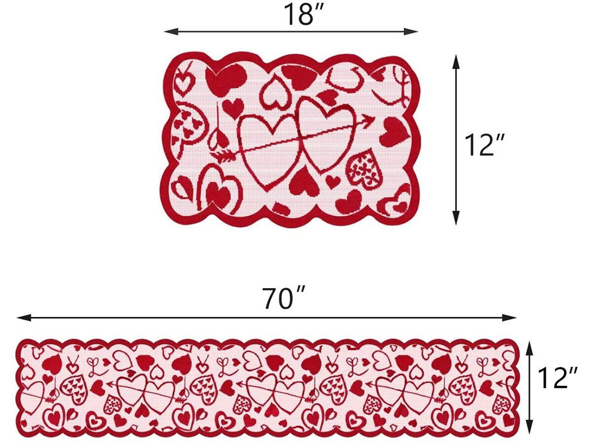 Valentine's Day Decorations Table Runner &amp; PlacematsSet | Etsy