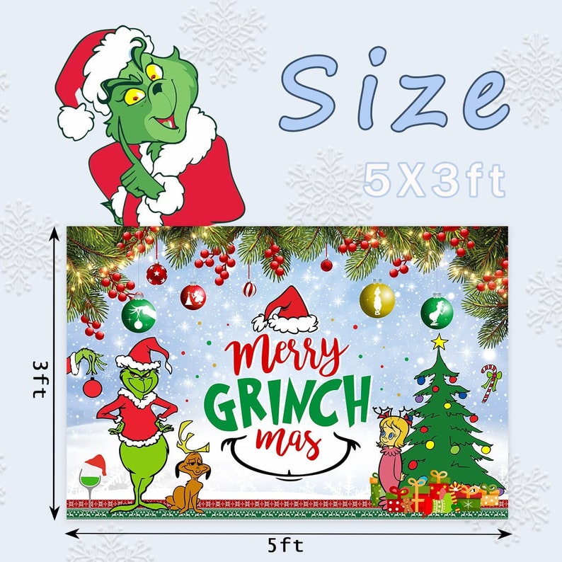 Grinch Christmas Backdrop Decoration2021 Merry Grinchmas Etsy