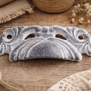 Griff, Schrankgriff, Schubladengriff, Knauf, Möbelknauf, Schrankgriff, Muschelgriff, antique grau