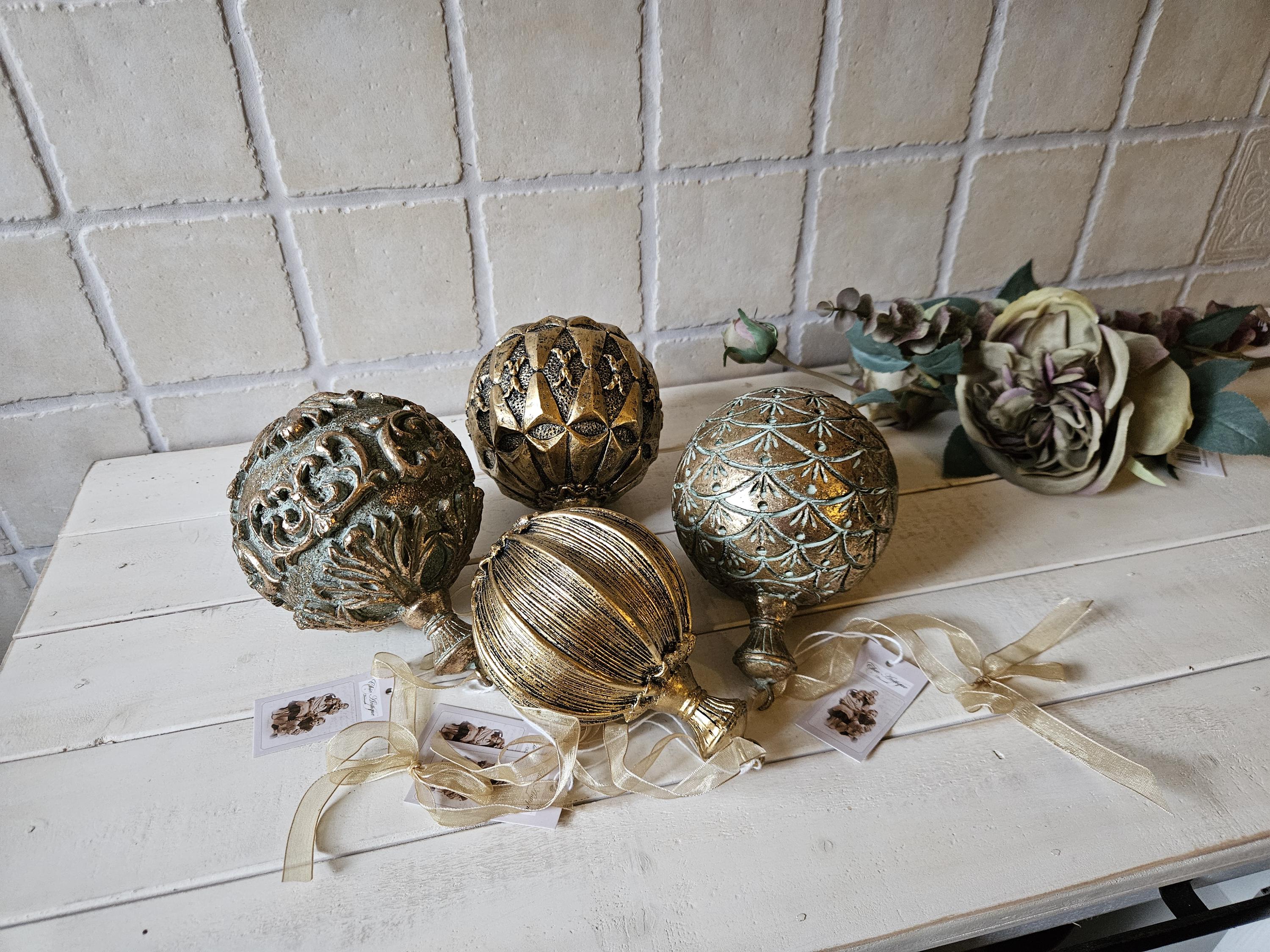 Kugel zum Aufhängen Antique Verte und Messing, Weihnachtskugel, Shabby, Vintage, Weihnachtsbaumdekoration, Weihnachtsdekoration