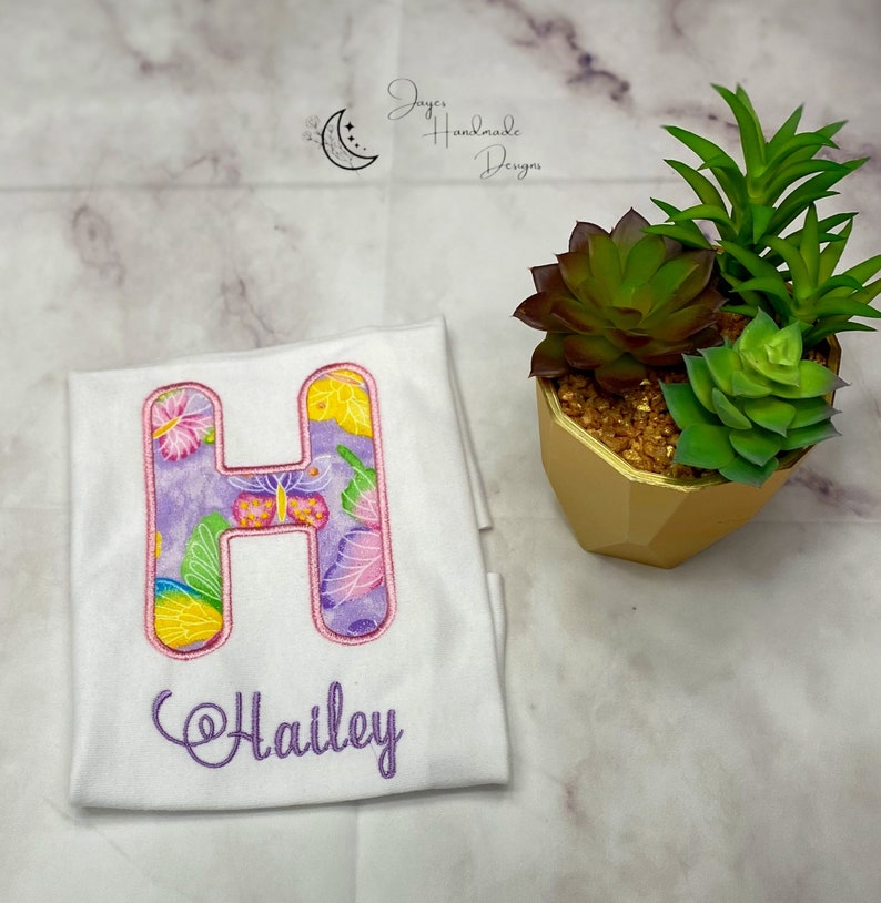 Butterfly Embroidered Shirt Butterfly Shirt Personalized Girls Shirt Butterfly Monogram Girls Shirt Butterfly Monogram Shirt