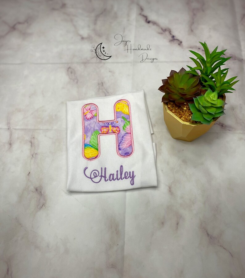 Butterfly Embroidered Shirt Butterfly Shirt Personalized Girls Shirt Butterfly Monogram Girls Shirt Butterfly Monogram Shirt