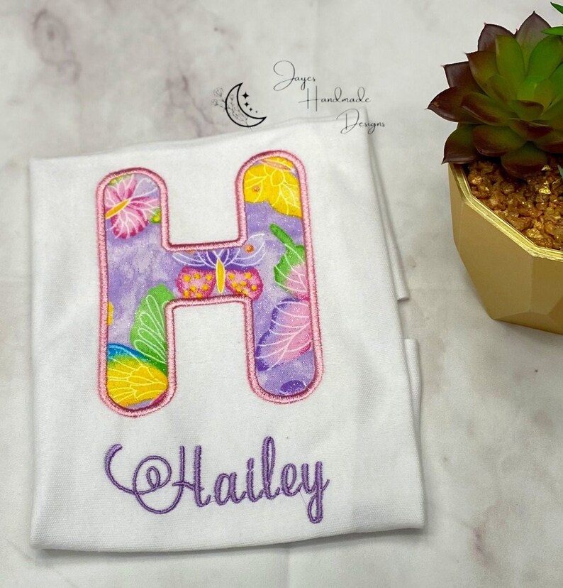 Butterfly Embroidered Shirt Butterfly Shirt Personalized Girls Shirt Butterfly Monogram Girls Shirt Butterfly Monogram Shirt