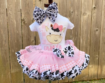 1st Birthday Outfit | Cowgirl Birthday Tutu Outfit | Girls birthday outfit | Cow birthday outfit | Farm birthday outfit