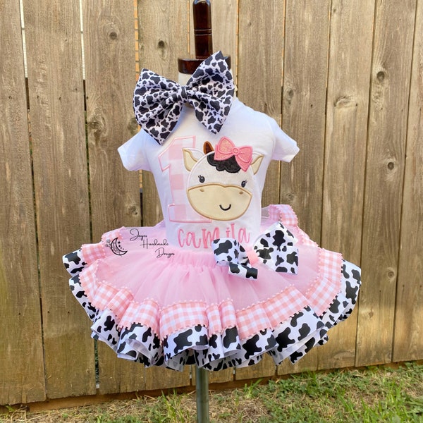 1st Birthday Outfit | Cowgirl Birthday Tutu Outfit | Girls birthday outfit | Cow birthday outfit | Farm birthday outfit