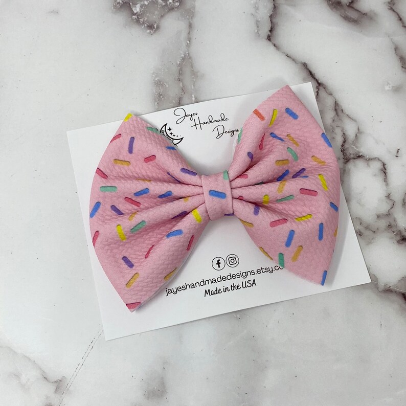 Sprinkles Hair Bow Light Pink Sprinkles Fabric Bow Etsy