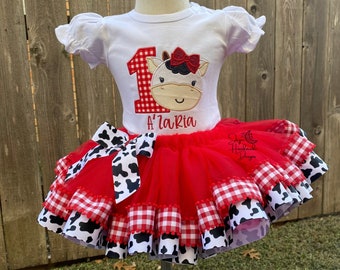 1st Birthday Outfit | Cowgirl Birthday Tutu Outfit | Girls birthday outfit | Cow birthday outfit | Farm birthday outfit
