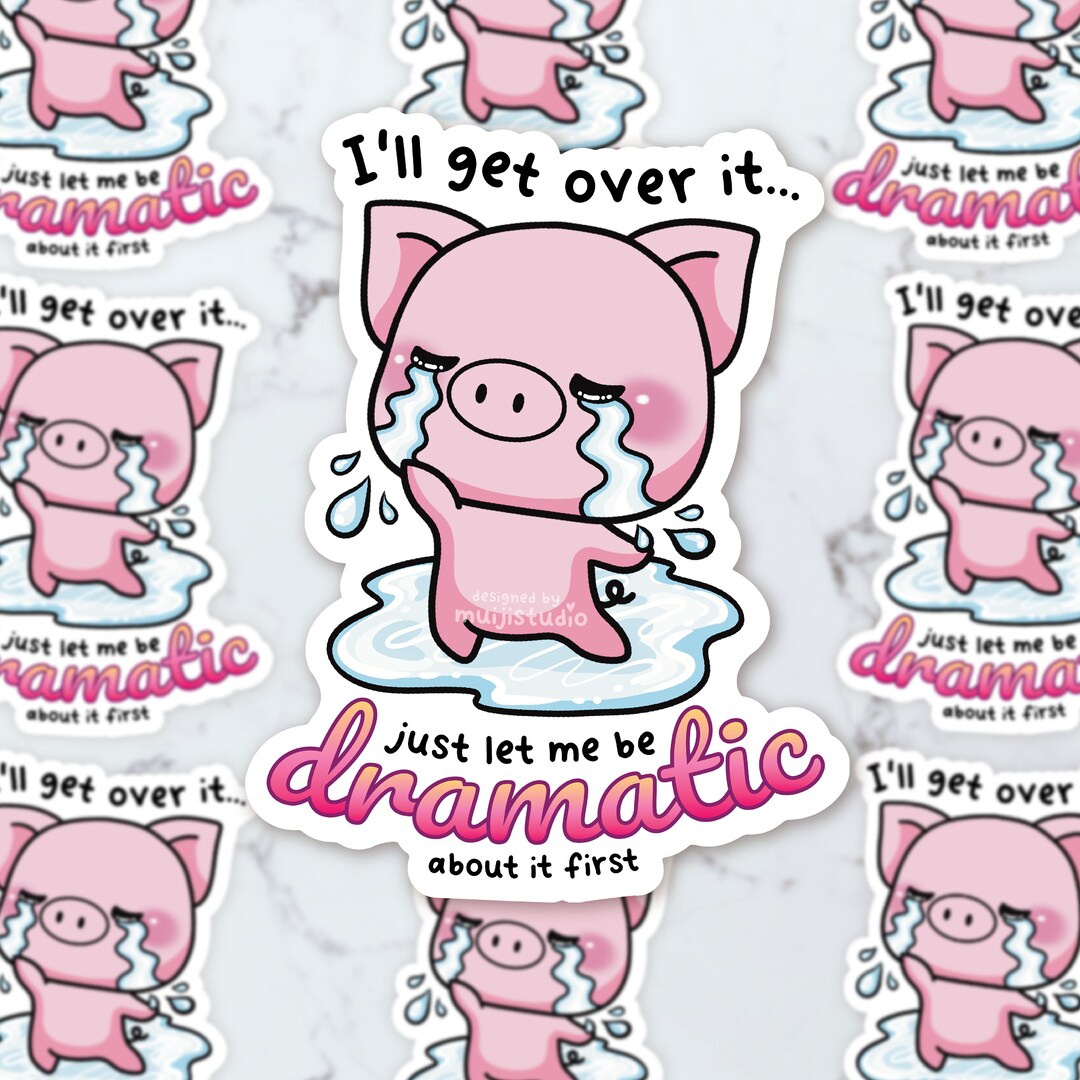 Dramatic Piggy Vinyl Sticker: Funny Sassy Pig Gift - Etsy