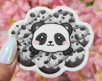 Panda Oreo Mochi Donut Vinyl Sticker, pandalover, pandas, cute bear, panda art, cute sticker, gift, gift for kids, friend cute gift