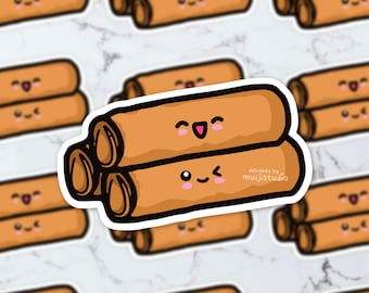 Kawaii Spring Roll Sticker: Waterproof Asian Foodie Decal