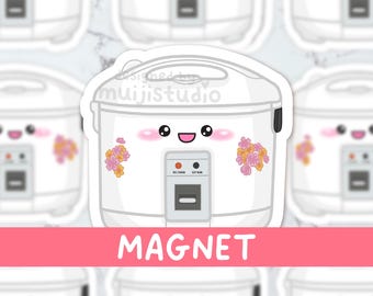 Kawaii Rice Cooker Magnet: Asian Food Fridge Decor