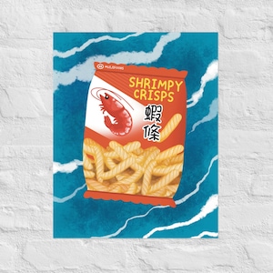 Shrimpy Crisps Art Print: Asian Snack Food Illustration