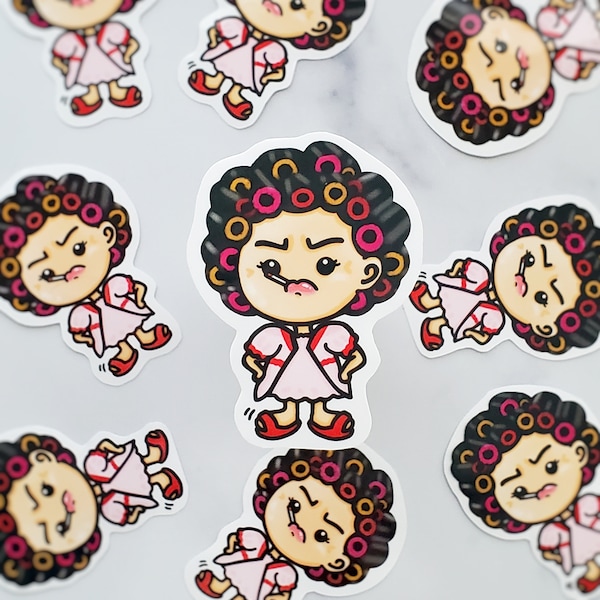 The Landlady Sticker, Kung-fu Movie Icon Female Character Martial Artist Cantonese Chinese Hong Kong Film Heroine Hero Chibi Vinyl Sticker